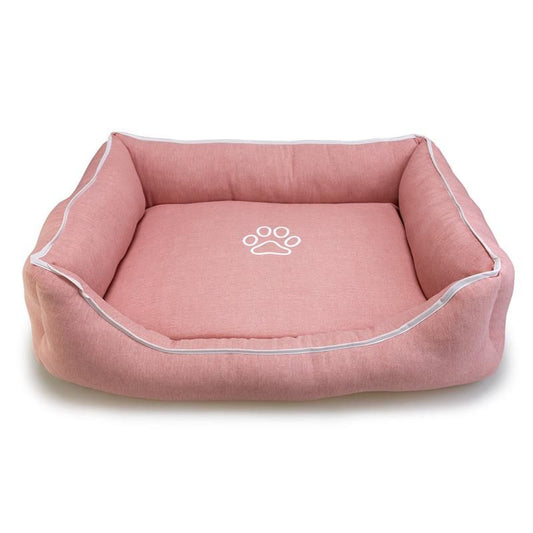 Cama Cama cuadrada Rosa con Huella y Ribete 70x55x19cm.