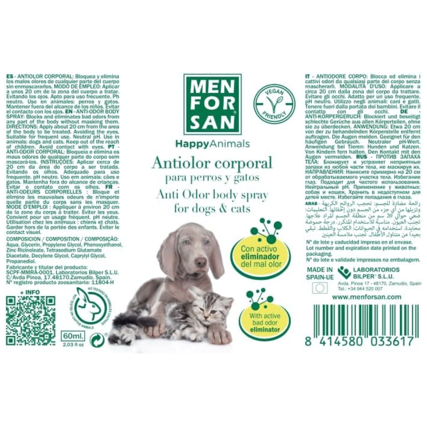 ANTIOLOR CORPORAL PARA PERROS 60ml MENFORSAN