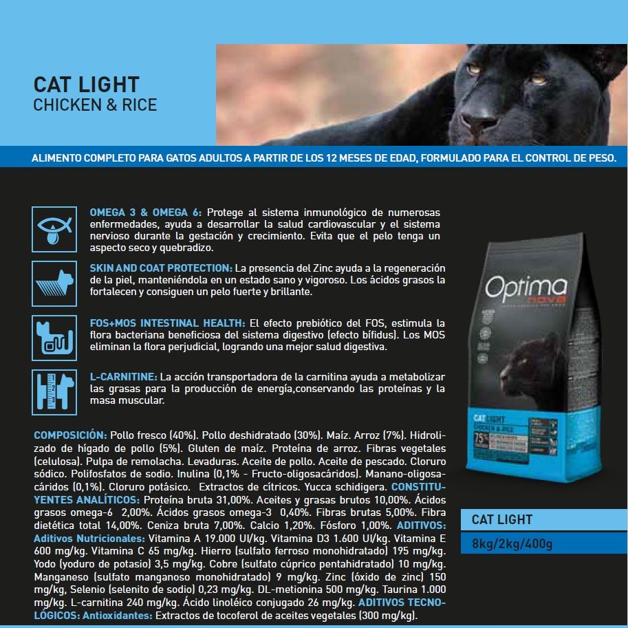 OPTIMA NOVA CAT LIGHT 8 KG.