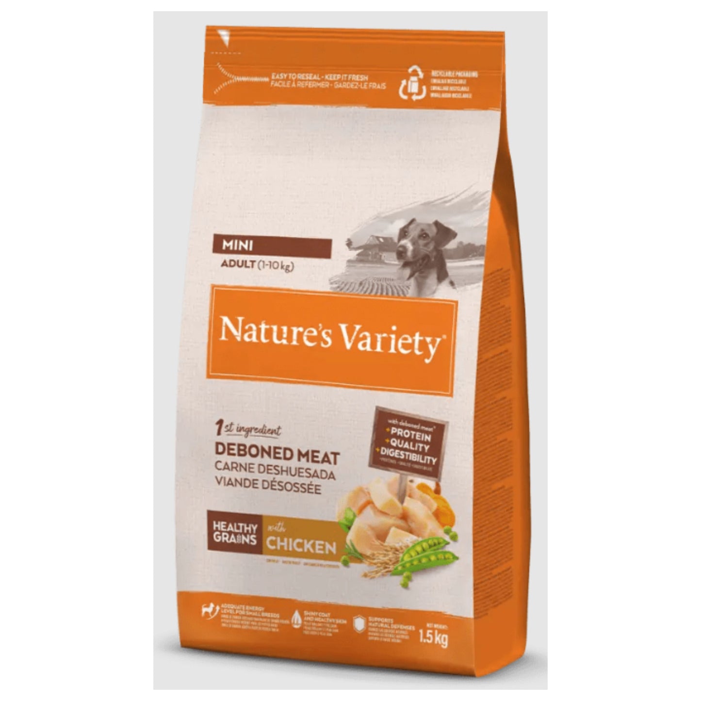 NATURES VARIETY HEALTHY GRAIN ADULT MINI POLLO 1,5 Kg.