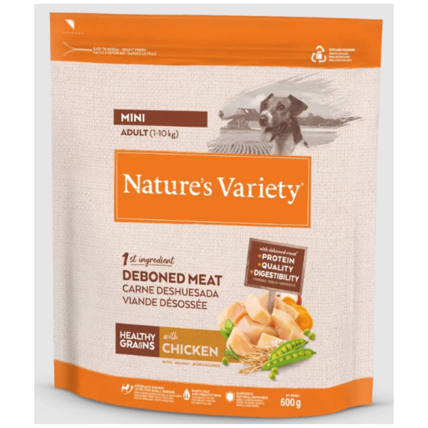 NATURES VARIETY HEALTHY GRAIN ADULT MINI POLLO 600gr