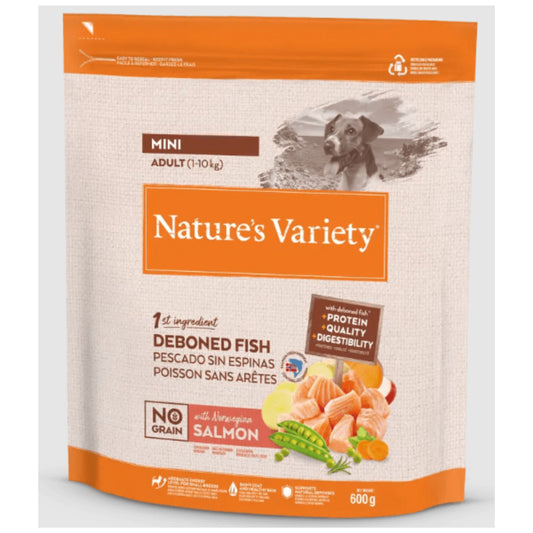 NATURES VARIETY NO GRAIN ADULT MINI SALMON 600gr